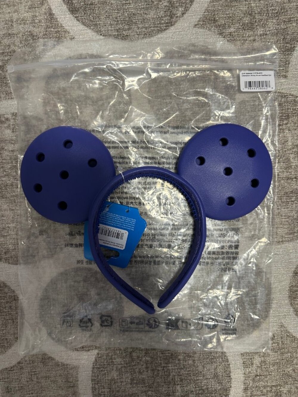 Disney D23 Mickey Mouse Ears Headband Purple Crocs Style NWT